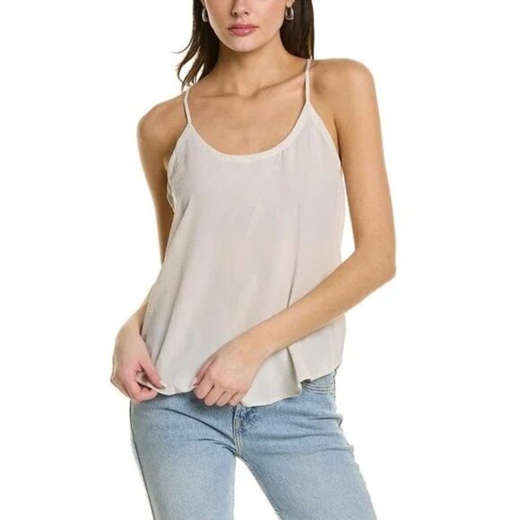 CHASER White Silk Semi Sheer Strappy Back Cami Tank Top Size Medium - Picture 1 of 10